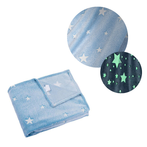 Blue Star Glow-in-the-Dark Plush Blanket - 1.5 x 2 m