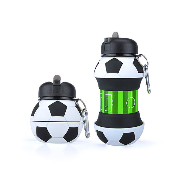 Collapsible Football-Shaped Silicone Water Bottle - BPA-free