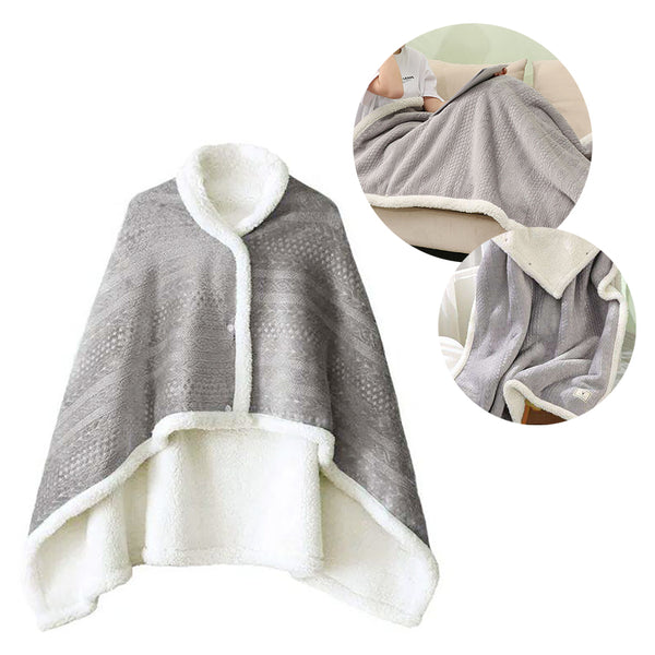 Buttoned Wearable Blanket Scarf -  Grey - 130 x 80 cm