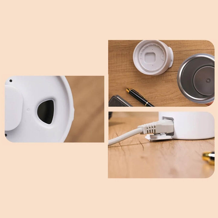 Insulated electric kettle mug, detailed shot 
