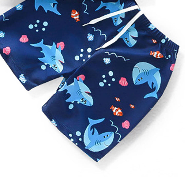 Kids Blue Shark Cartoon Shorts Set 3-6 Years