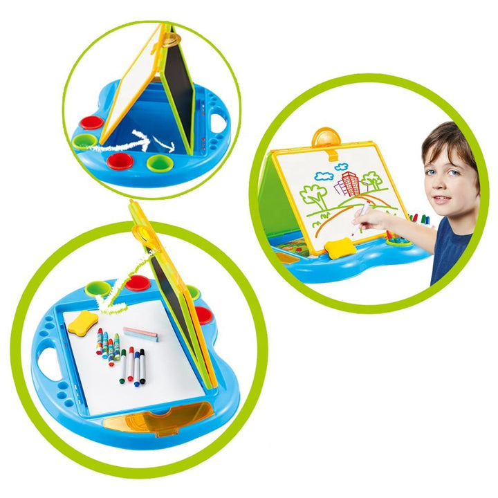 3-in-1 Kids Drawing Desk with Chalkboard, Whiteboard & A4 Paper