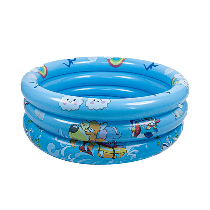 3-layer inflatable baby pool in blue with cartoon design, 90 cm