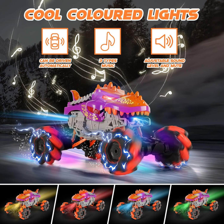 360 Spin Remote Control RC Dinosaur Monster Truck with LED Lights