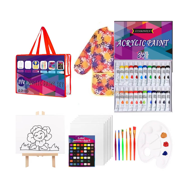 Kids 39-piece art set with easel and apron