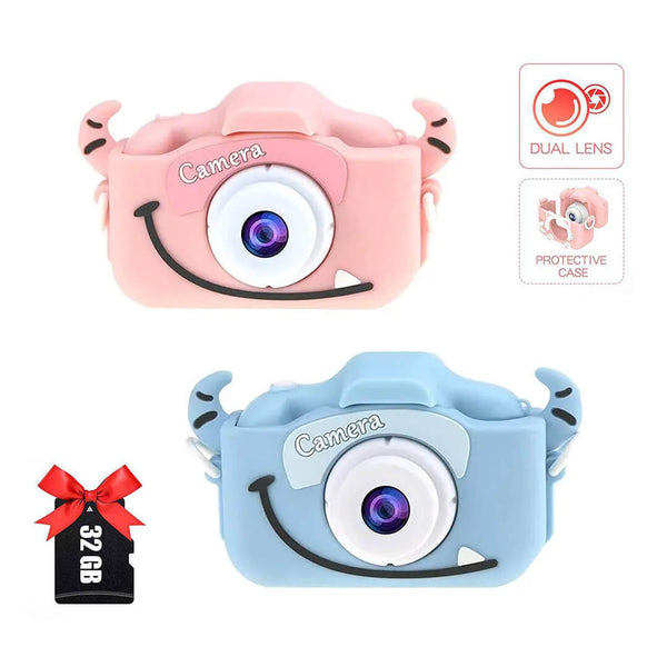 Anti-Drop Dual-Lens Kids Mini Camera + 32GB Card - Cute Monster