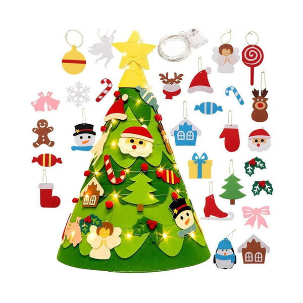 3D felt Christmas tree with 27 detachable ornaments for kids