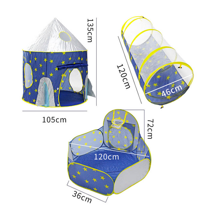 Children's play tent, tunnel and ball pit with dimensions 