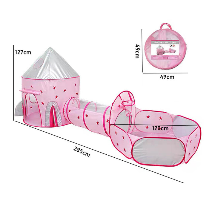 Space themed play tent for toddlers and kids aged 2 to 7, dimensions