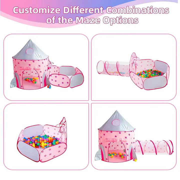 Easy setup tent and tunnel set with ball pit for kids