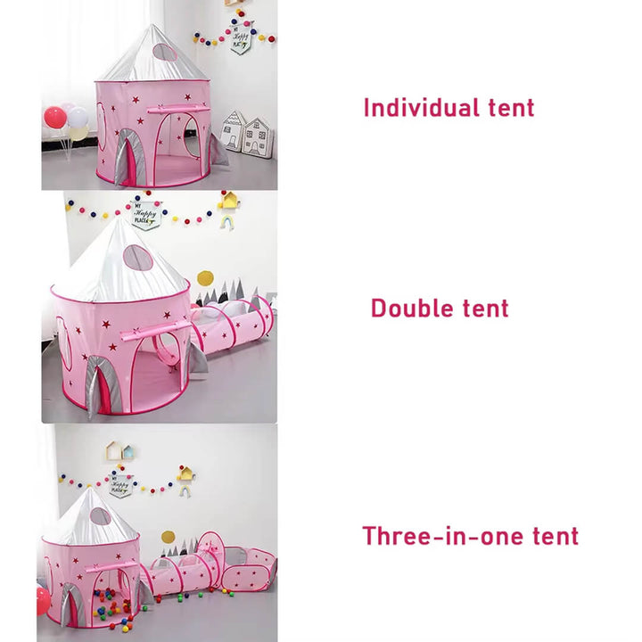 Star-themed pop-up play tent with tunnel and pit, 3 ways to play