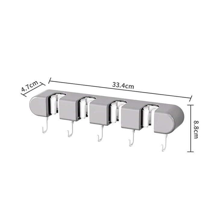 4 compartments Wall Mount Self-Adhesive Mop & Broom Holder