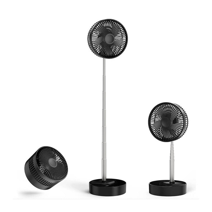 Foldable portable pedestal fan with adjustable height, black