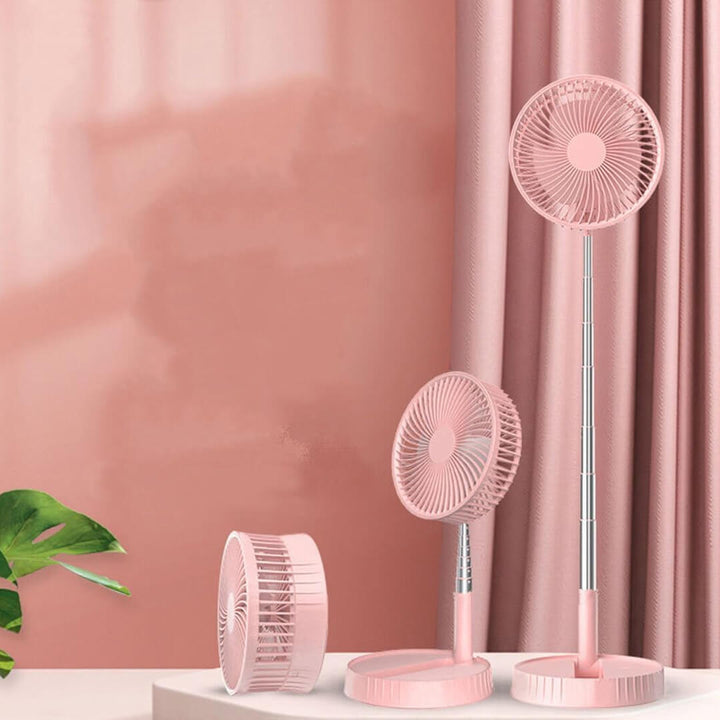 Foldable portable pedestal fan with adjustable height, pink