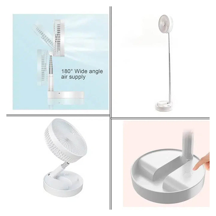 Foldable portable pedestal fan with adjustable height, 180 degree wide angle