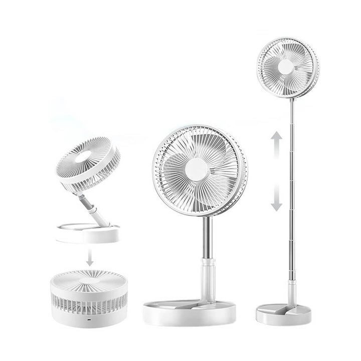 Foldable portable fan with adjustable height, rotates 180 degree