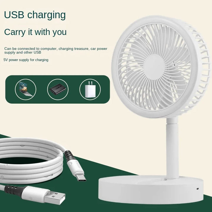 Foldable portable fan with adjustable height for home and officem usb charging