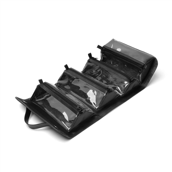 4-in-1 Roll-Up Makeup Organizer – Detachable Clear Pouches