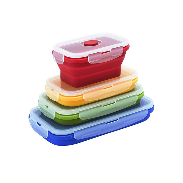 4-Piece Collapsible Silicone Bento Lunch Box Set