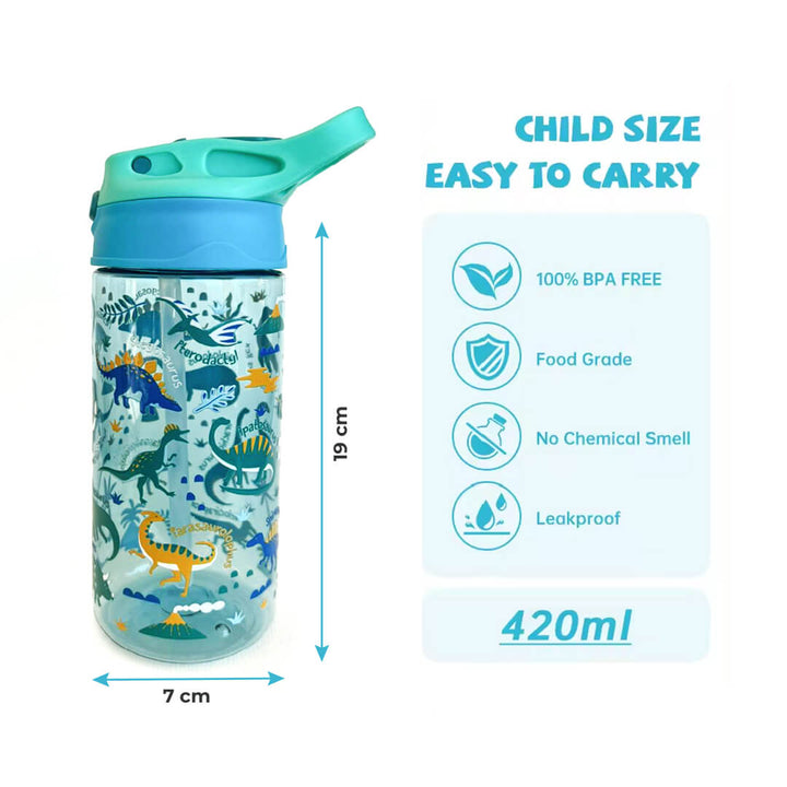420 ml BPA-Free Water Bottles for Boys - Dino & Football
