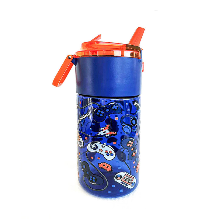 BPA FREE Water Bottle with Integrated Flip-Lid Snack Box for Boys - 450ml
