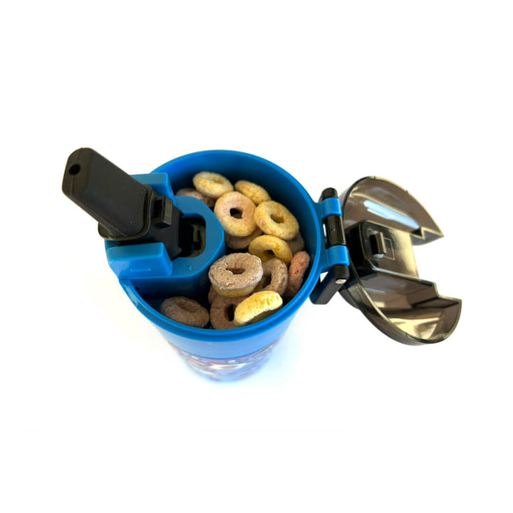 BPA FREE Water Bottle with Integrated Flip-Lid Snack Box for Boys - 450ml