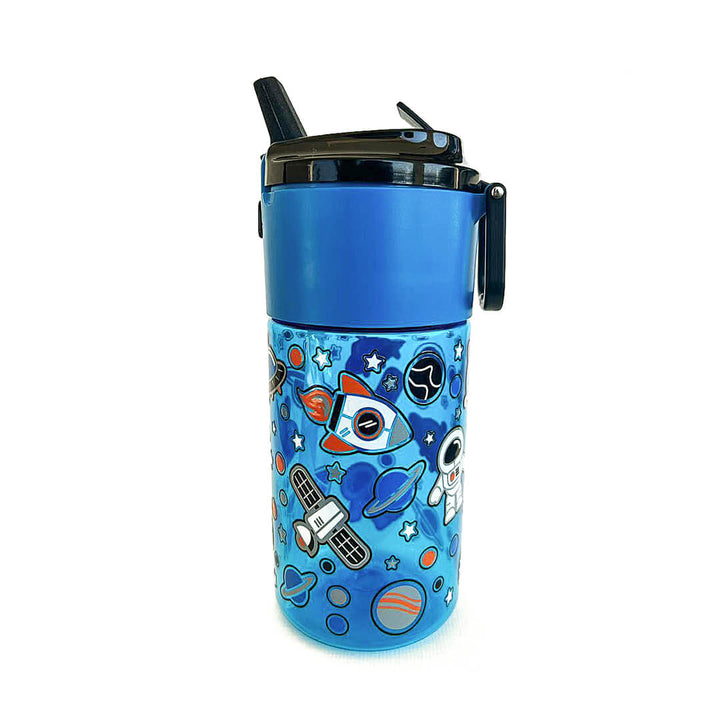 BPA FREE Water Bottle with Integrated Flip-Lid Snack Box for Boys - 450ml