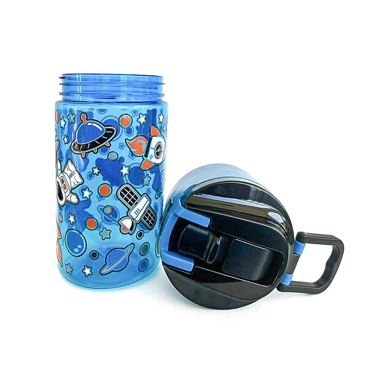 BPA FREE Water Bottle with Integrated Flip-Lid Snack Box for Boys - 450ml