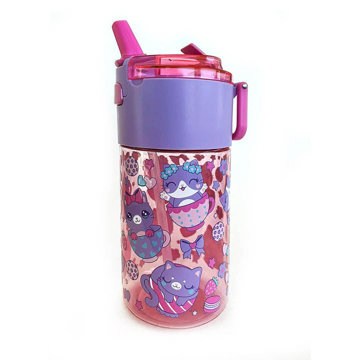 BPA FREE Water Bottle with Integrated Flip-Lid Snack Box for Girls - 450ml