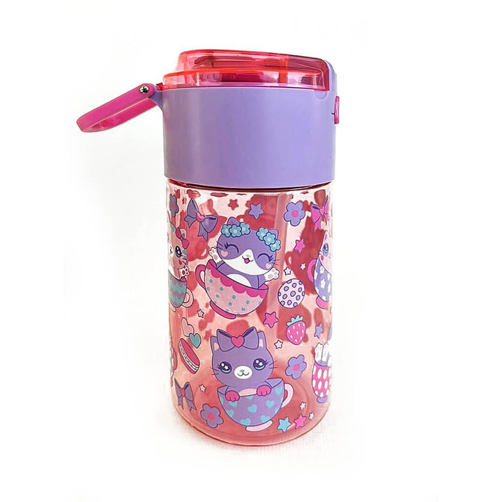 BPA FREE Water Bottle with Integrated Flip-Lid Snack Box for Girls - 450ml