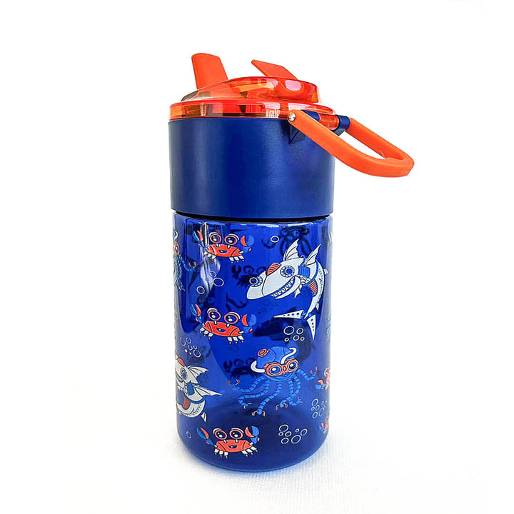 BPA FREE Water Bottle with Integrated Flip-Lid Snack Box for Boys - 450ml