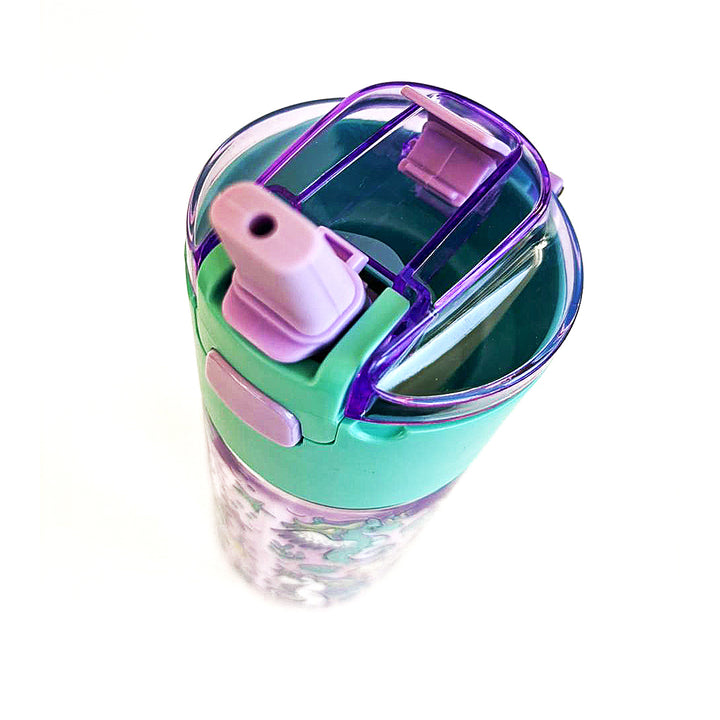 BPA FREE Water Bottle with Integrated Flip-Lid Snack Box for Girls - 450ml