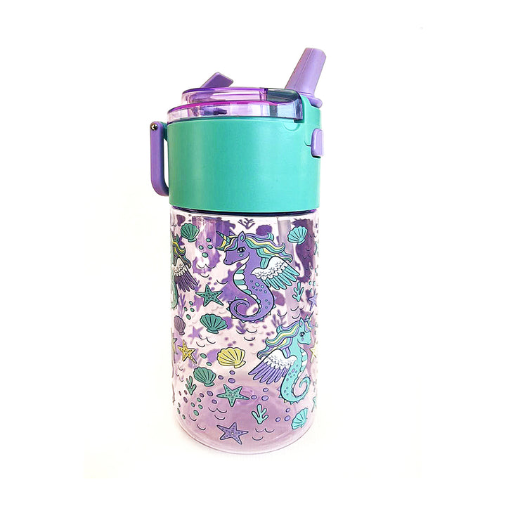 BPA FREE Water Bottle with Integrated Flip-Lid Snack Box for Girls - 450ml