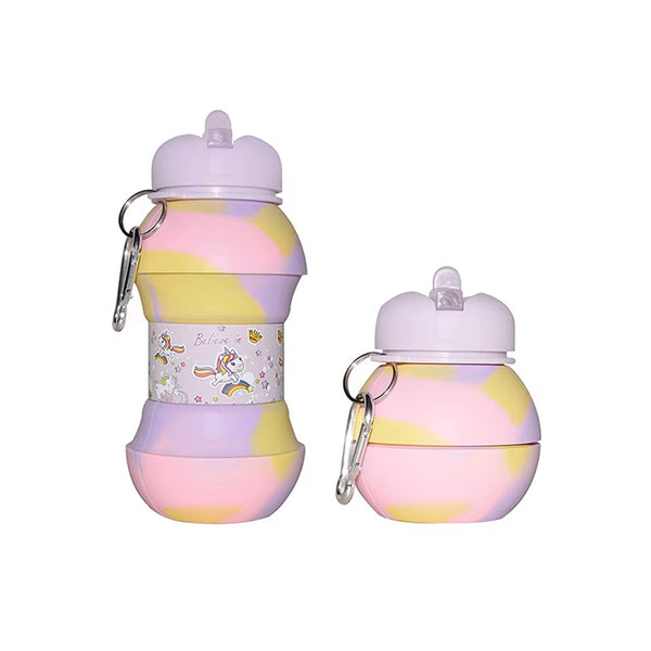 Unicorn Pastel Collapsible Silicone Water Bottle