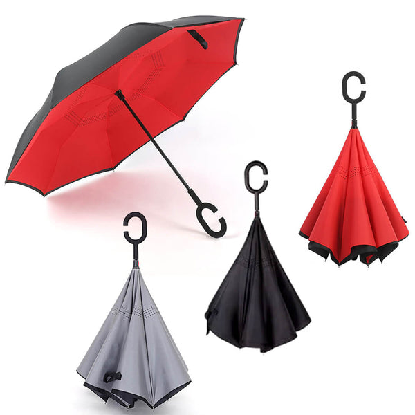 Windproof Reverse Double Layer C-Handle Umbrella (W104 x H80)