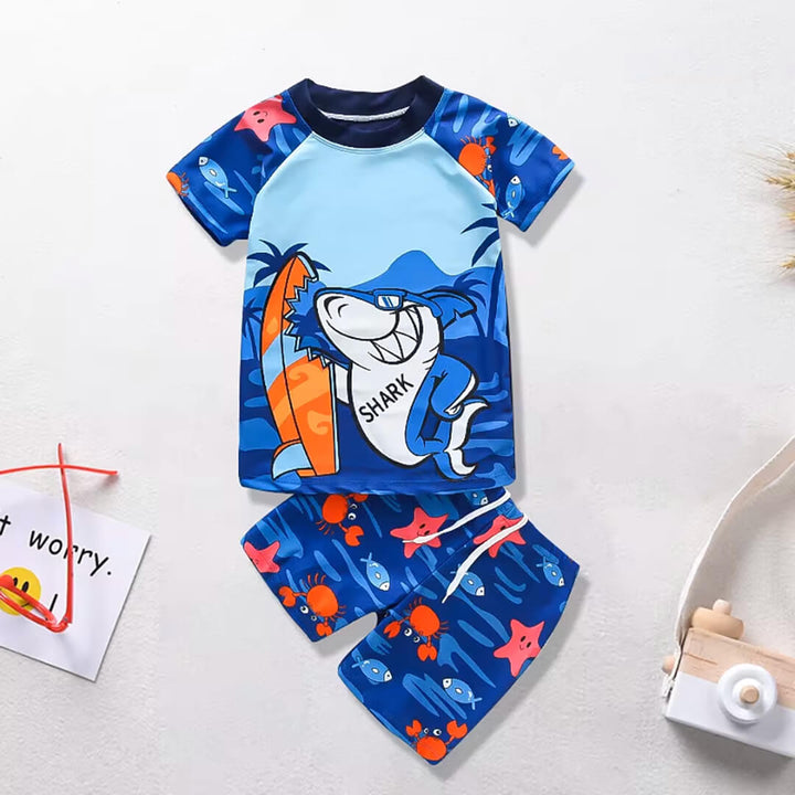 Kids Surfing Shark Swim Shorts Set – 5 - 6 years