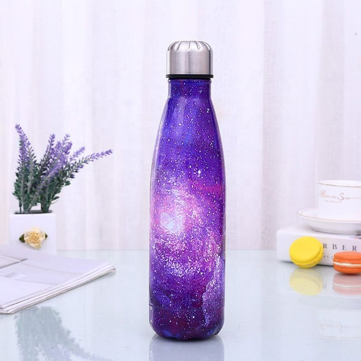 500ml Starry Sky Insulated Stainless Steel Water Bottle Purple