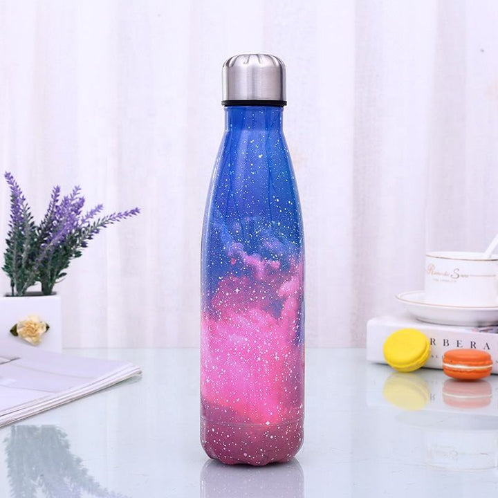500ml Starry Sky Insulated Stainless Steel Water Bottle Pink & Blue