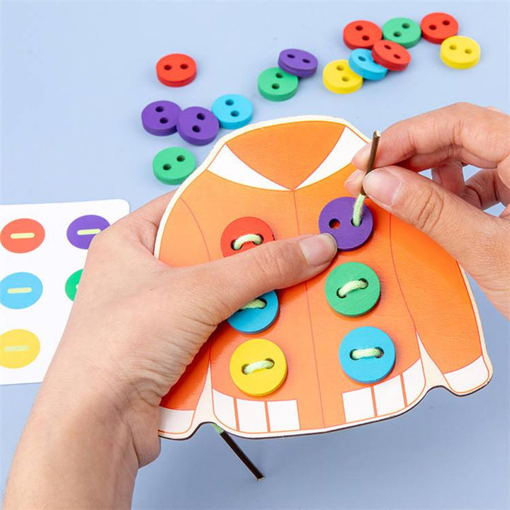 Kids Montessori Wooden Threading & Sewing Busy Board Game