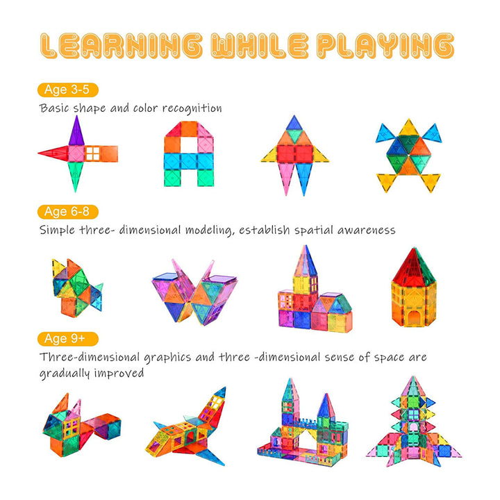 Magnetic Building Blocks Set for Kids - 64 Pieces