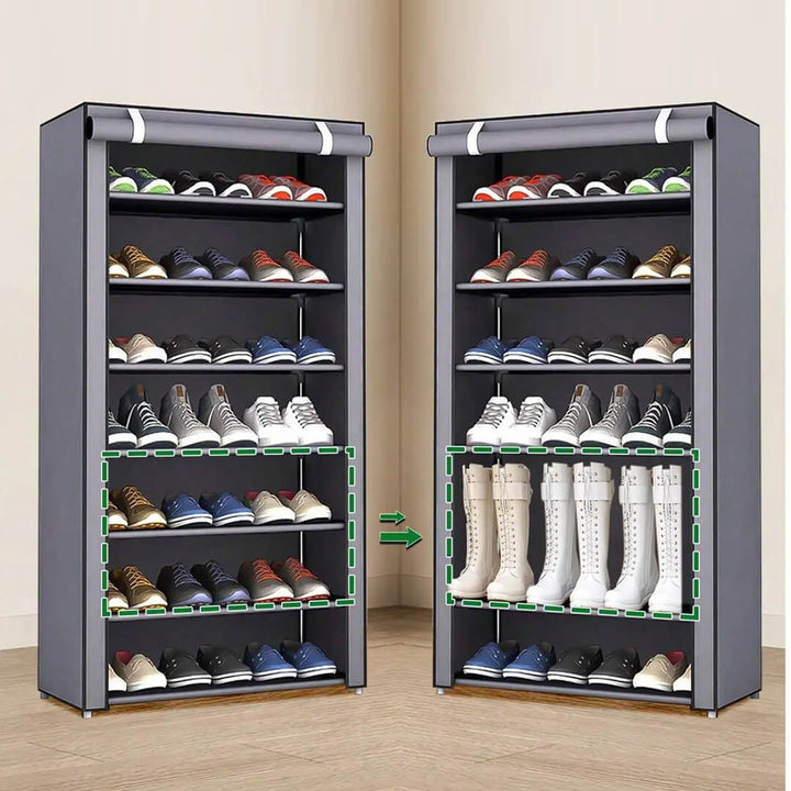 multi-purpose home organizer fabric shelf in grey 