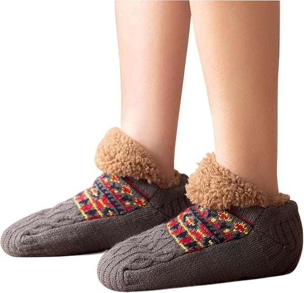 Thickened Fleece Slipper Boot Socks for Men & Women - Dark Grey