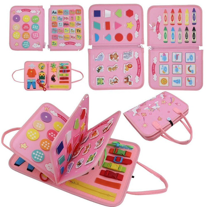 Toddler Travel Activities Sensory Felt Busy Board - Pink Unicorn