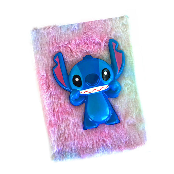 STITCH Rainbow Soft Fur Squishy Notebook - Playful & Cute Diary