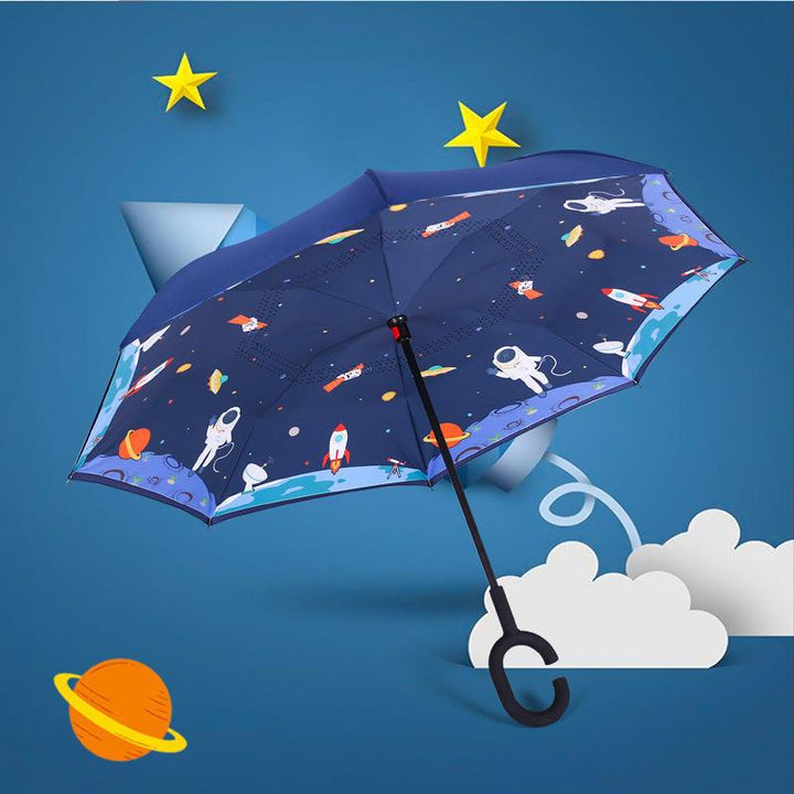 Kids Inverted Umbrella with C-Handle - Space