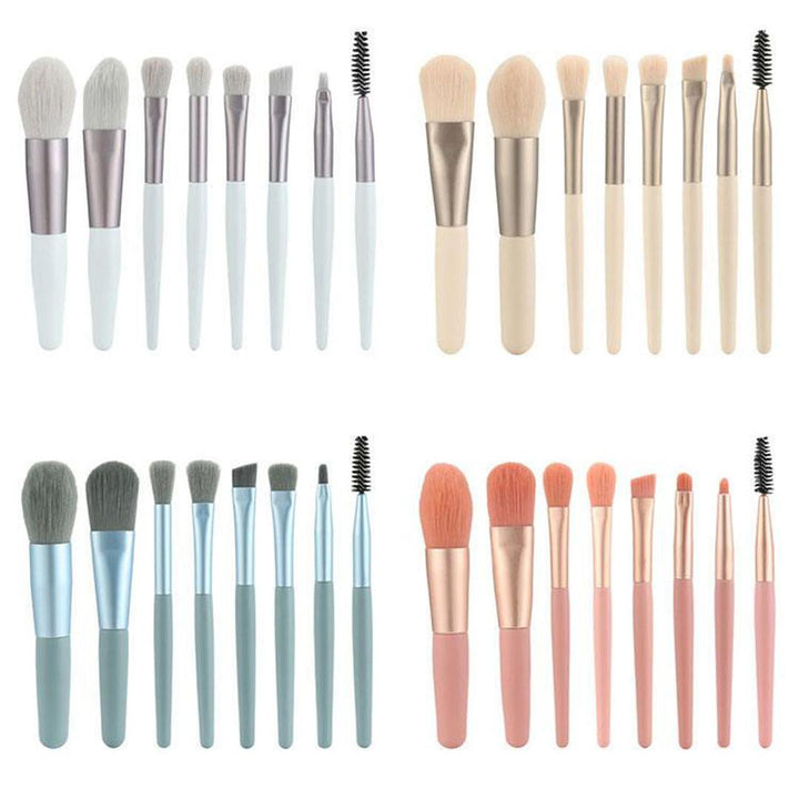 8-Piece Mini Travel Makeup Brush Set - 4 Colors