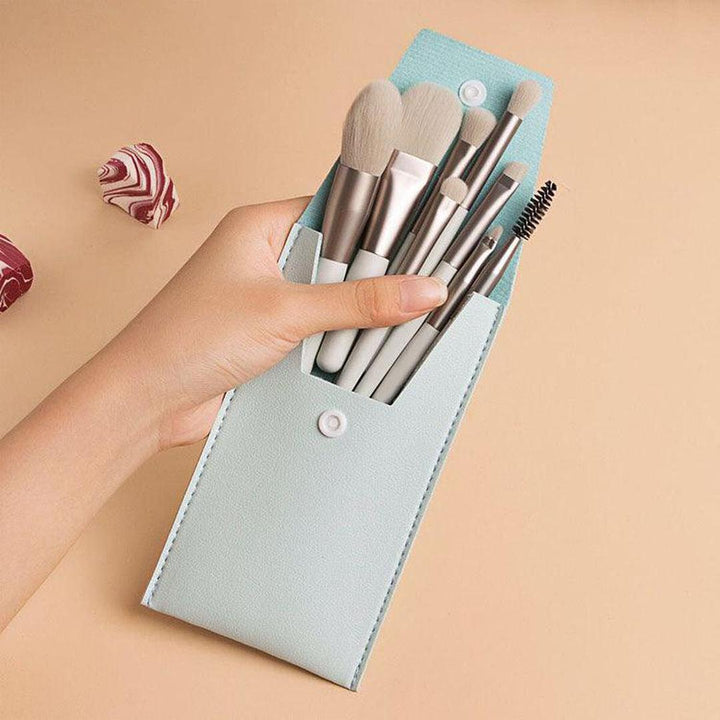 8-Piece Mini Travel Makeup Brush Set - 4 Colors Teal