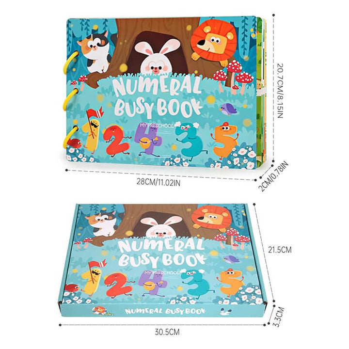 Preschool Learning Busy Book – Numbers, Clock & Shapes (Ages 2–5)