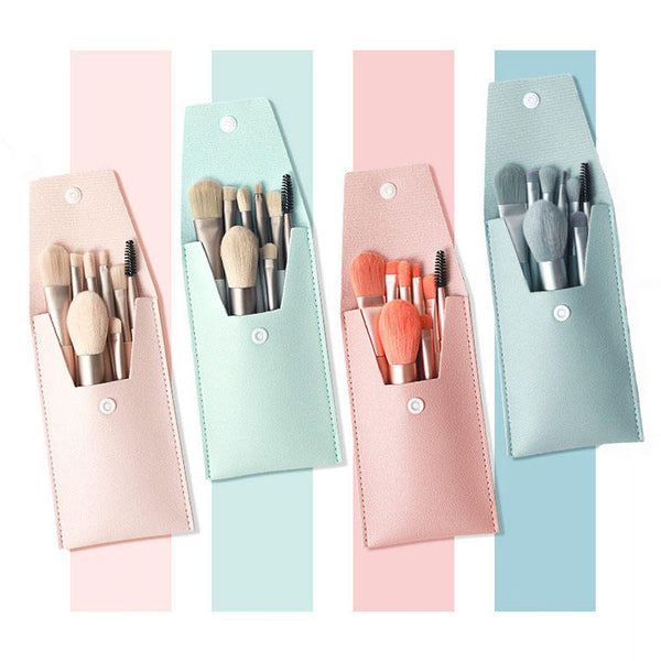 8-Piece Mini Travel Makeup Brush Set - 4 Colors