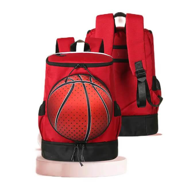 Lightweight Basketball Backpack with Ball Compartment (Ball Not Included) Red